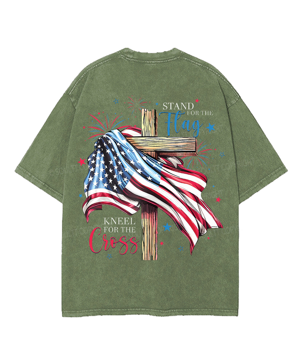 Stand For The Flag Double Sided Unisex Washed Christian T-shirt