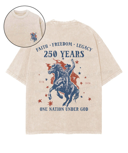 250 Years America Anniversary Double Sided Unisex Washed Christian T-shirt