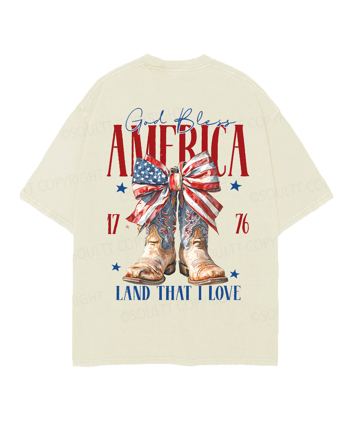 God Bless America Double Sided Unisex Christian Washed T-Shirt & Shorts