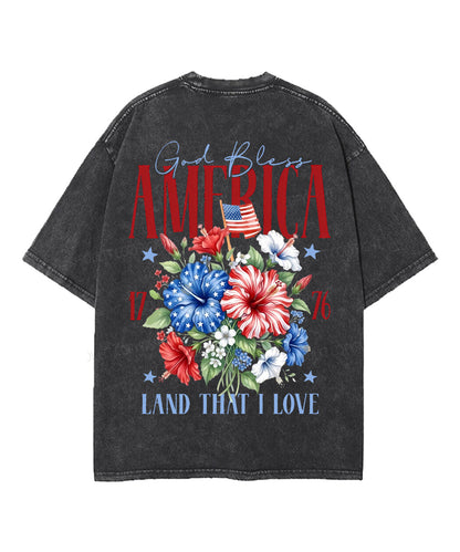 God Bless America Double Sided Unisex Washed Christian T-shirt