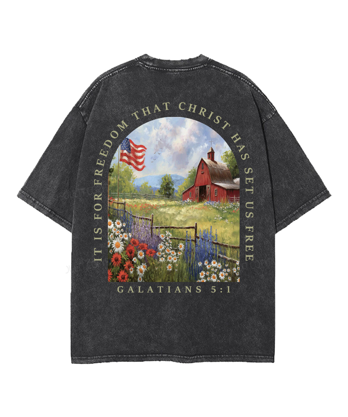 Christ Has Set Us Free Double Sided Unisex Washed Christian T-shirt