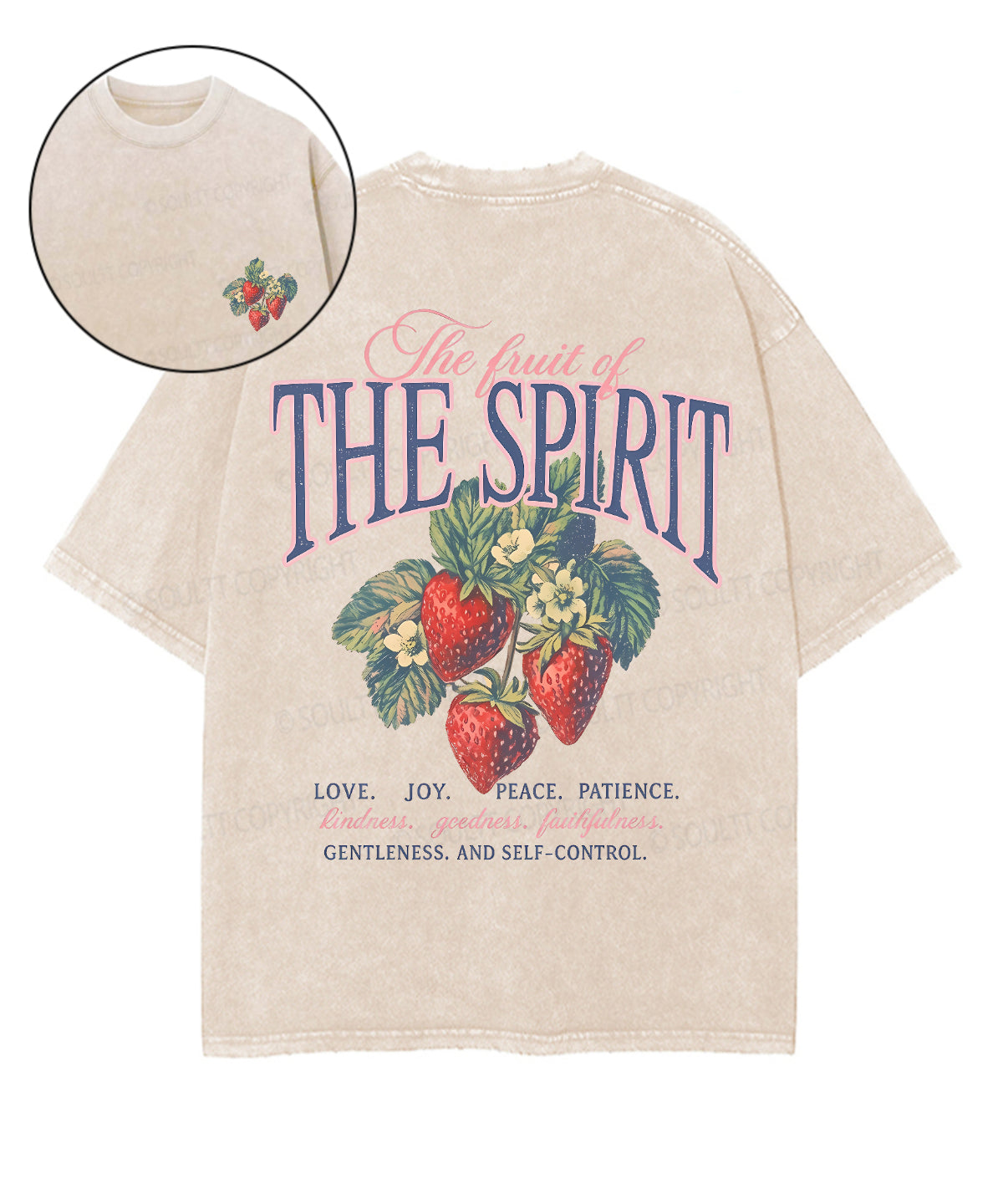 Fruit Of The Spirit Double Sided Unisex Washed Christian T-shirt
