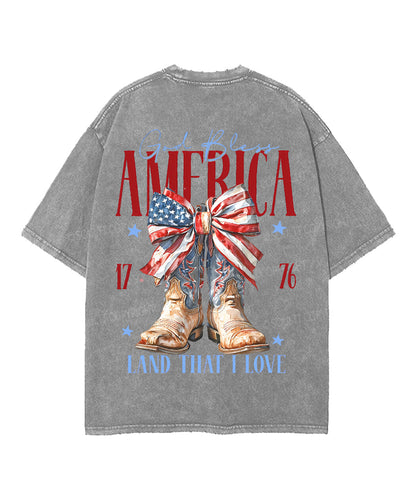 God Bless America Double Sided Unisex Washed Christian T-shirt
