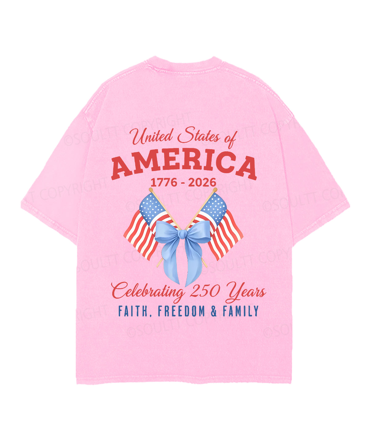 250 Years America Anniversary Double Sided Unisex Christian Washed T-Shirt & Shorts