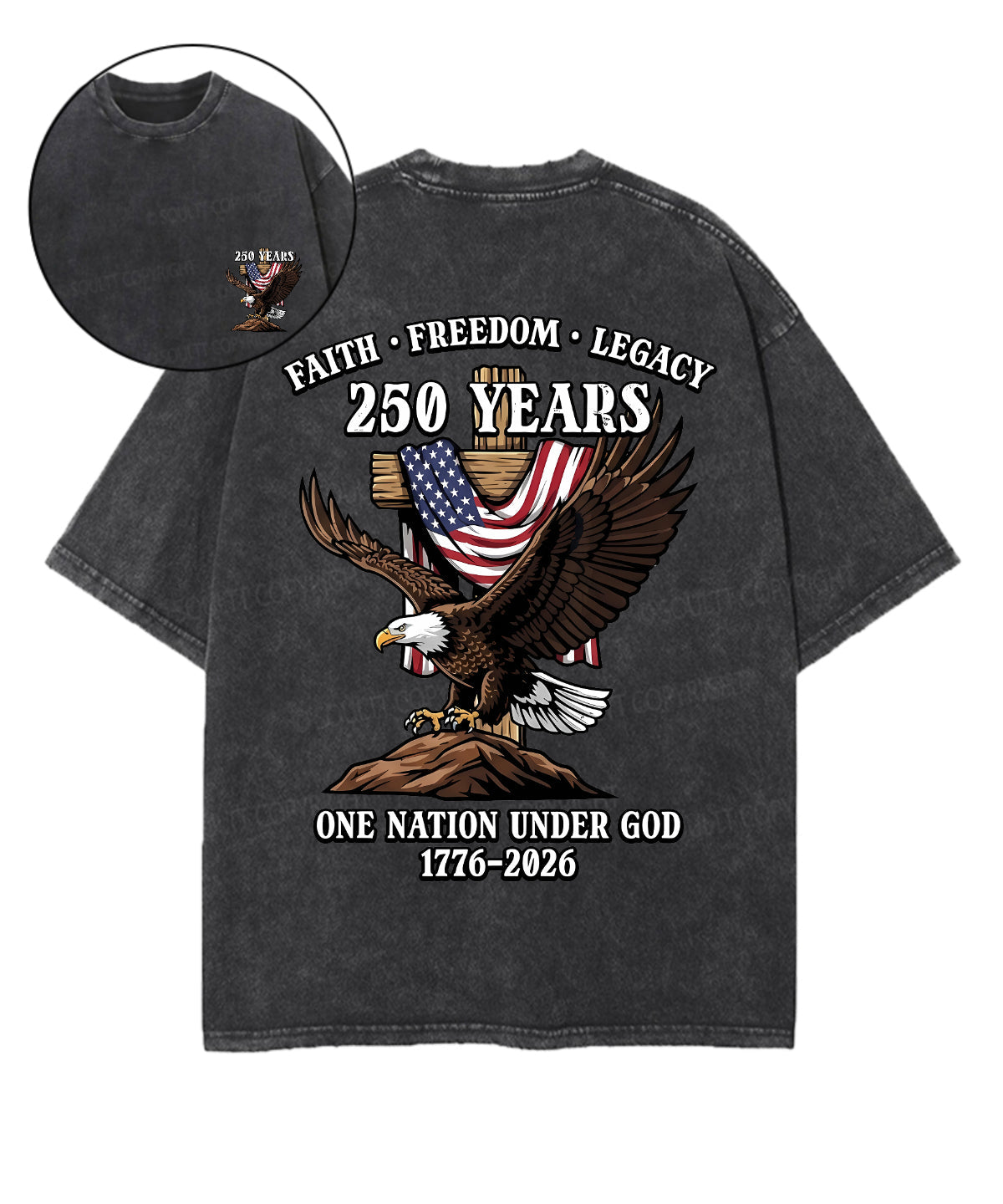 250 Years America Anniversary Double Sided Unisex Washed Christian T-shirt