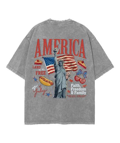 4th of July Double Sided Unisex Washed Christian T-shirt