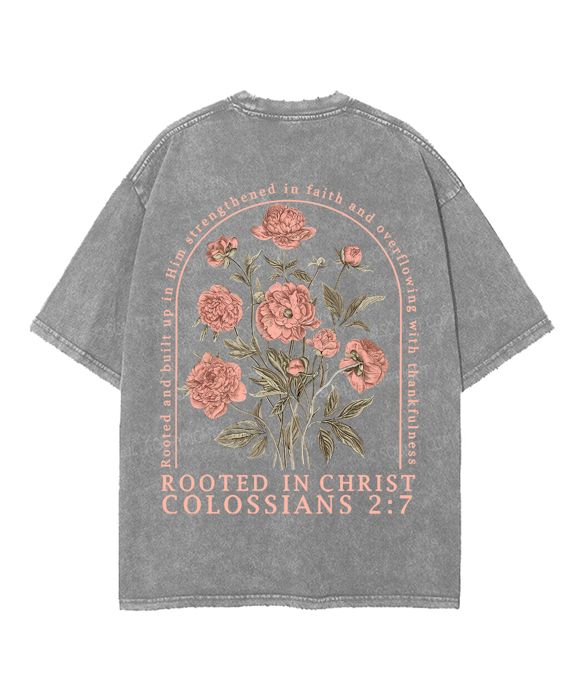 Rooted In Christ Double Sided Unisex Washed Christian T-shirt