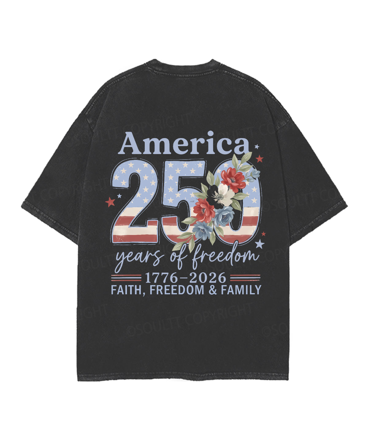 250 Years America Anniversary Double Sided Unisex Christian Washed T-Shirt & Shorts