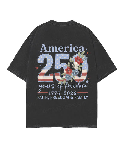 250 Years America Anniversary Double Sided Unisex Christian Washed T-Shirt & Shorts