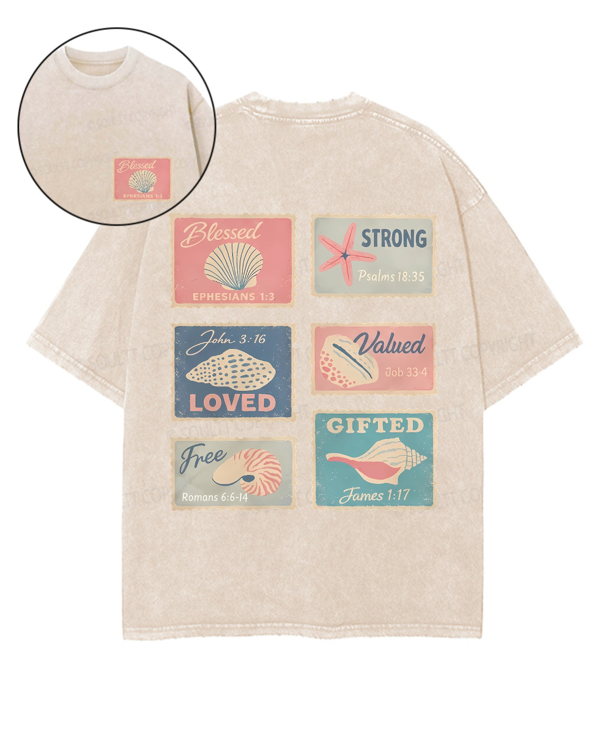 Blessed Double Sided Unisex Washed Christian T-shirt