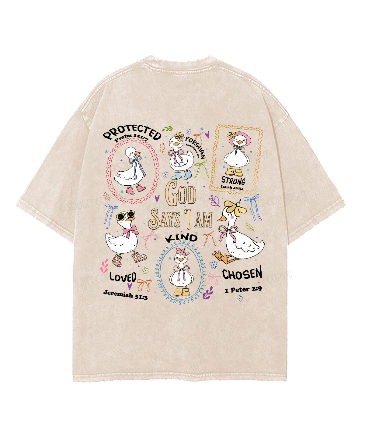 God Says I Am Double Sided Unisex Washed Christian T-shirt