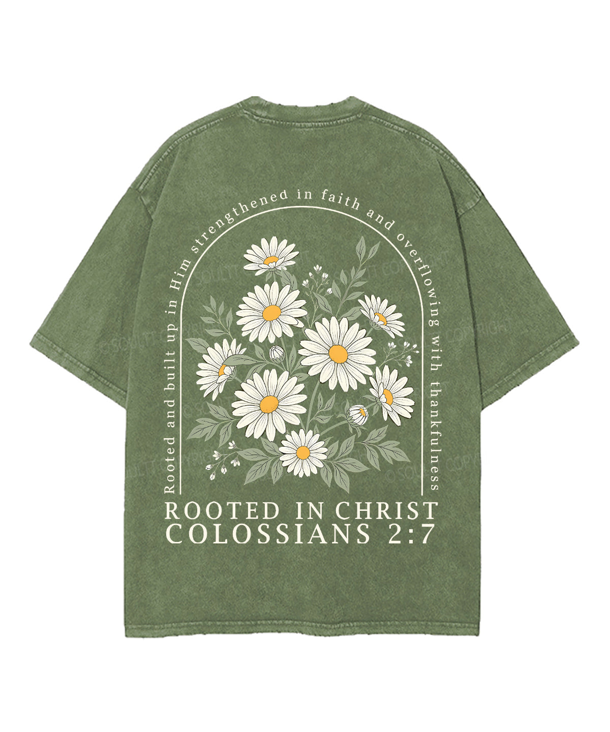 Rooted In Christ Double Sided Unisex Washed Christian T-shirt