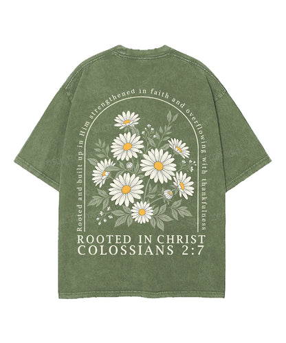 Rooted In Christ Double Sided Unisex Washed Christian T-shirt