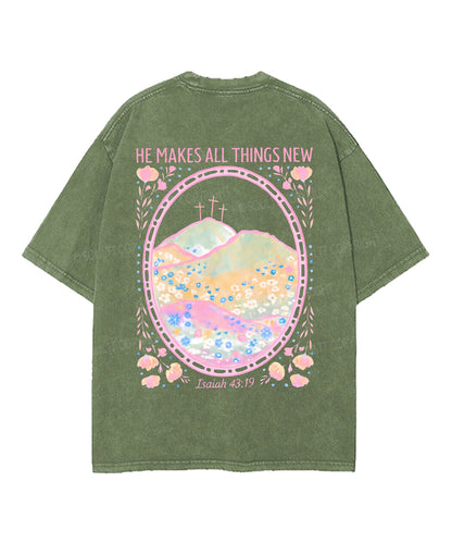 He Makes All Things New Double Sided Unisex Washed Christian T-shirt