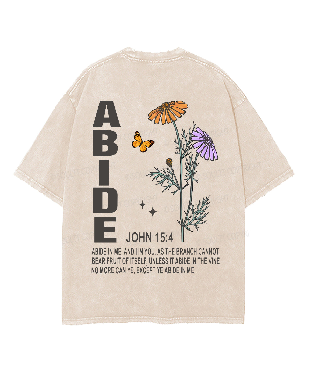 Abide In Me Double Sided Unisex Washed Christian T-shirt