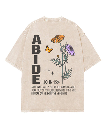 Abide In Me Double Sided Unisex Washed Christian T-shirt
