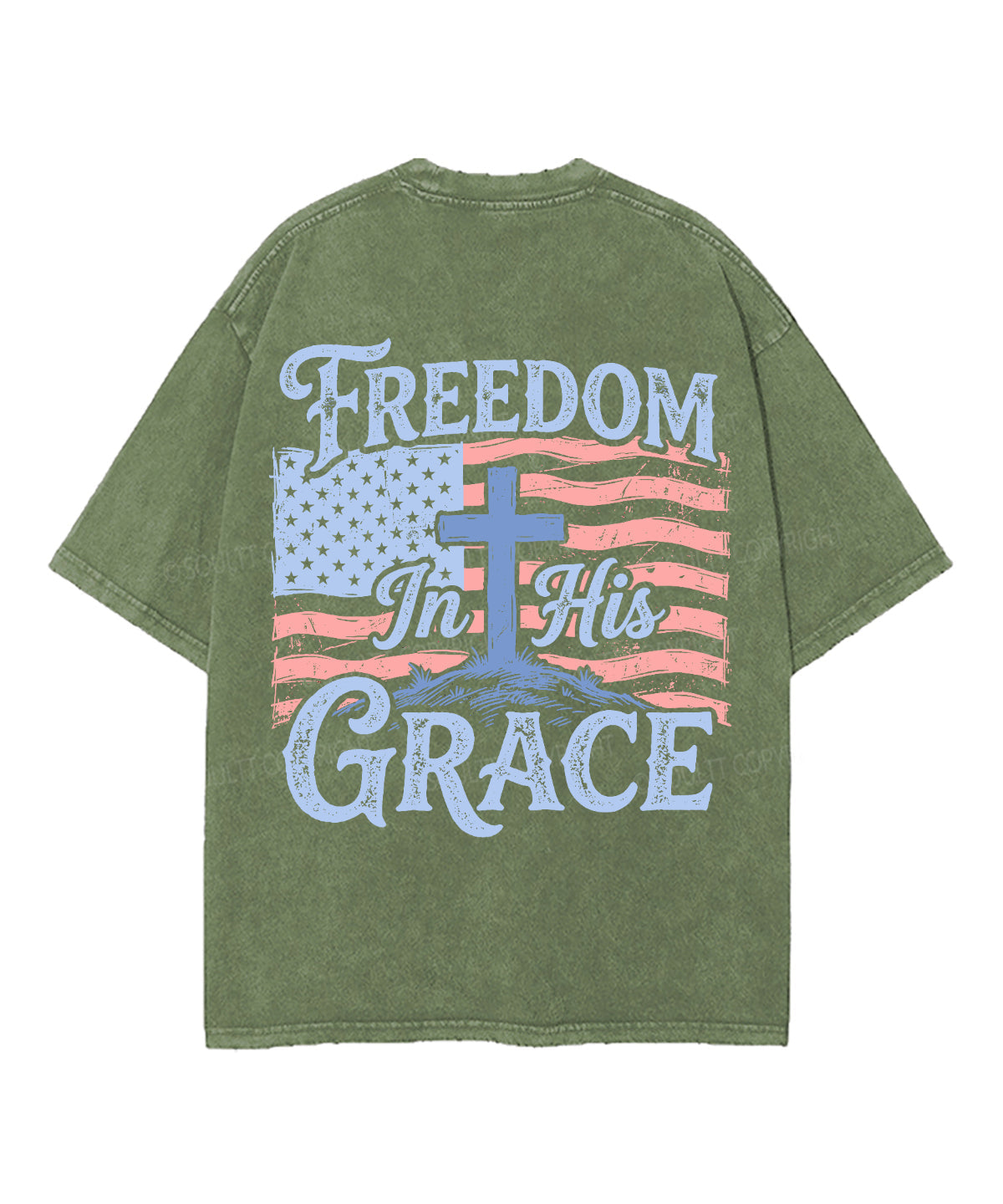 Freedom In His Grace Double Sided Unisex Washed Christian T-shirt
