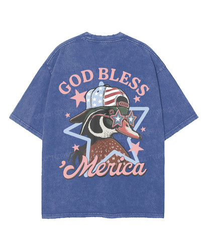 God Bless America Double Sided Unisex Washed Christian T-shirt