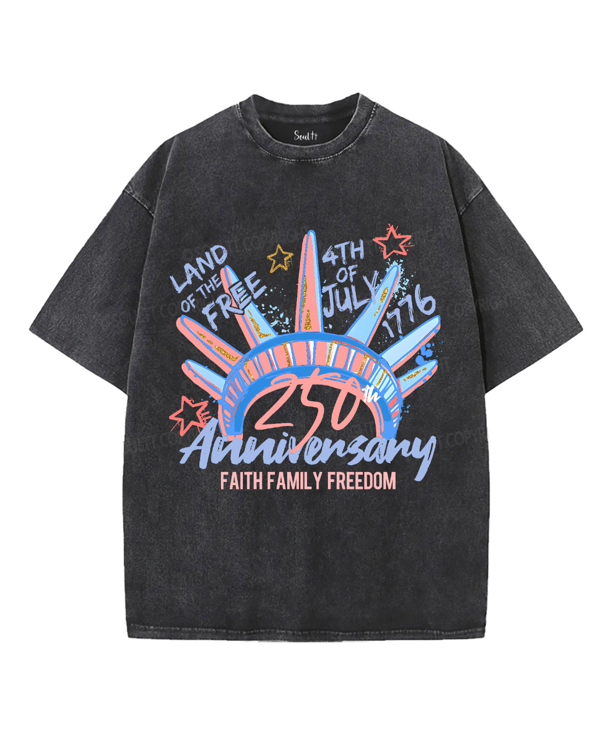 Faith Family Freedom Unisex Washed Christian T-shirt