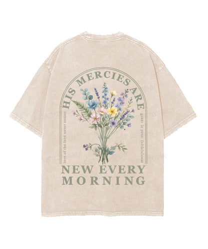 His Mercies Are New Every Morning Double Sided Unisex Washed Christian T-shirt