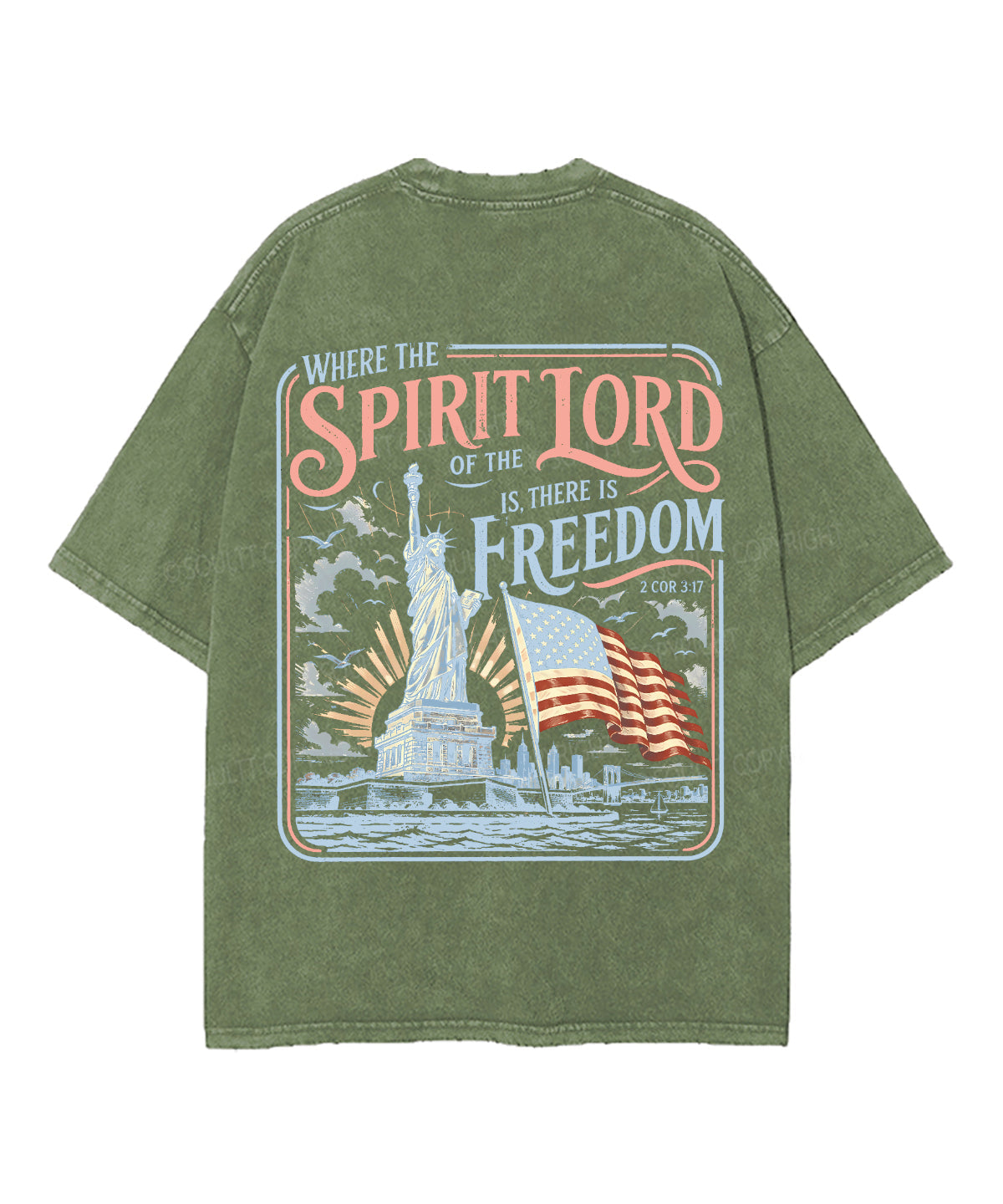 There Is Freedom Double Sided Unisex Washed Christian T-shirt