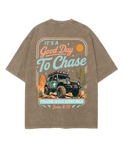 Follow Jesus Every Mile Double Sided Unisex Washed Christian T-shirt