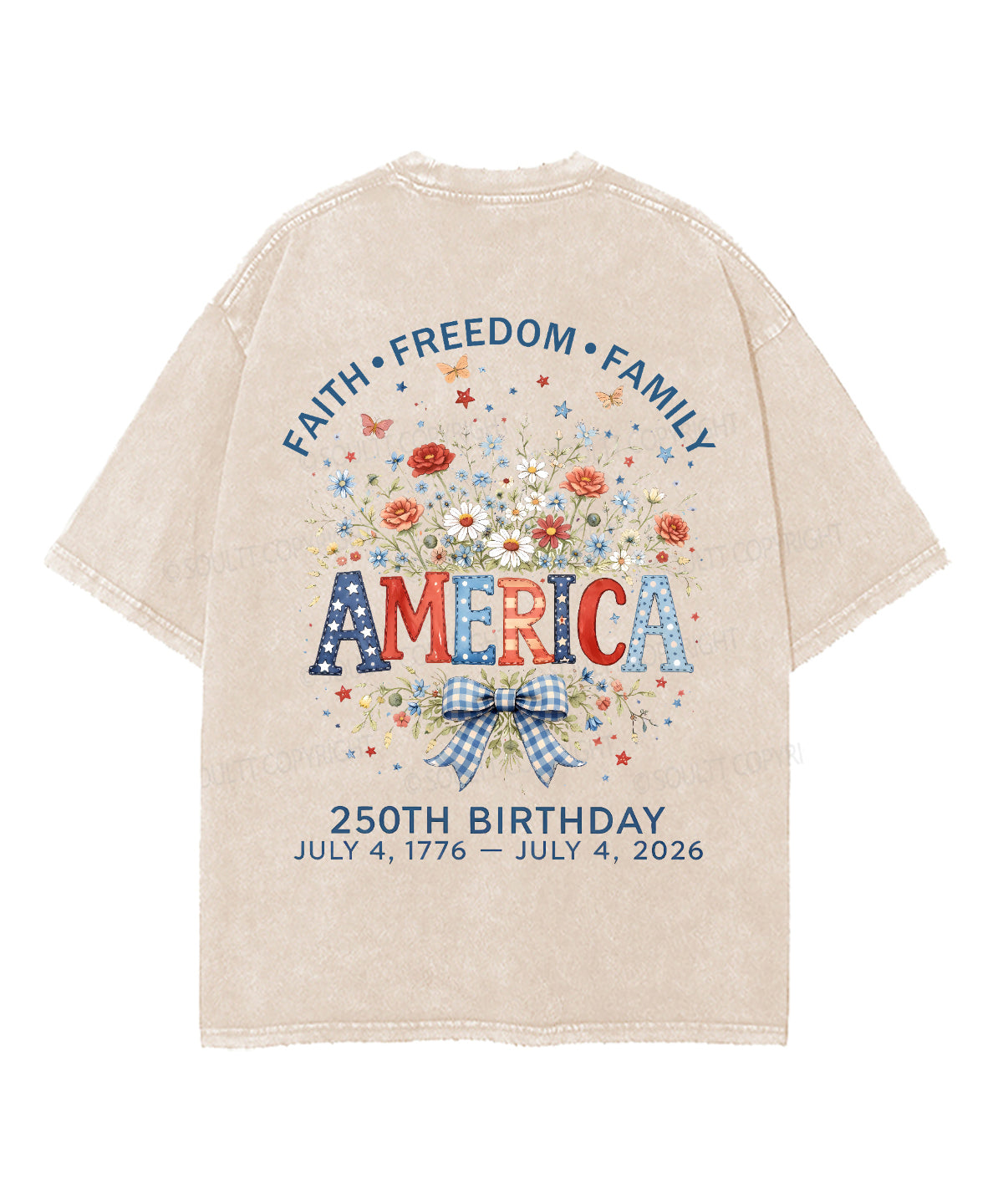 Faith • Freedom • Family Double Sided Unisex Washed Christian T-shirt