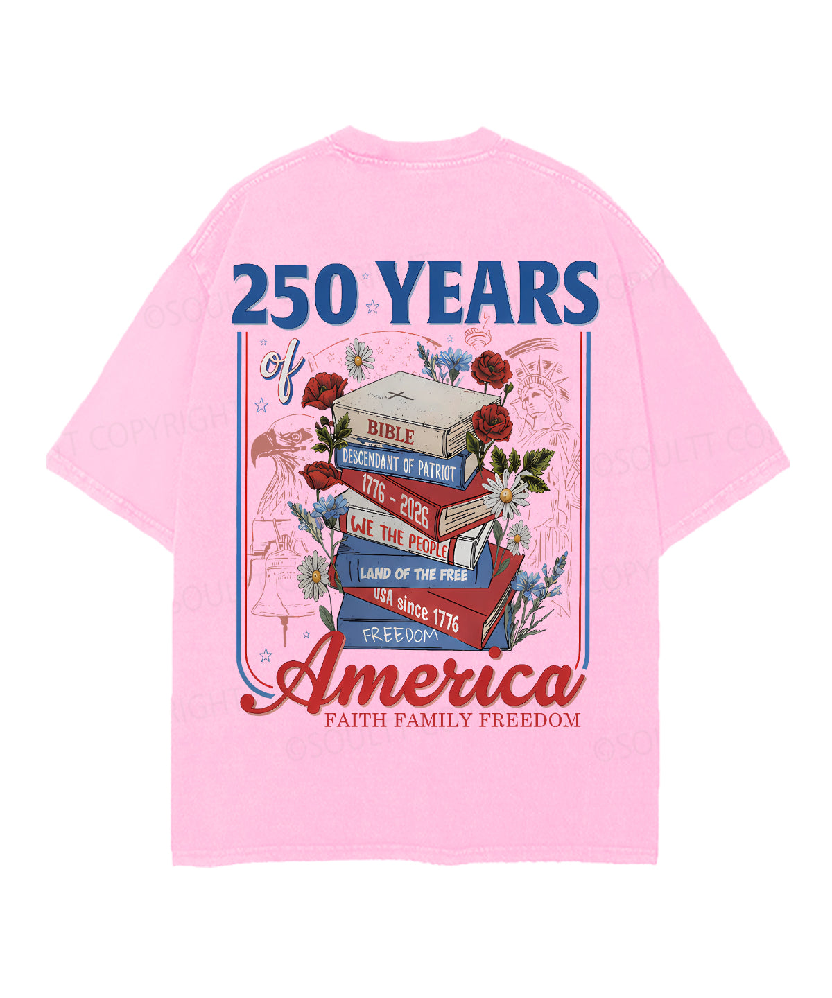 250 Years Of America Double Sided Unisex Christian Washed T-Shirt & Shorts