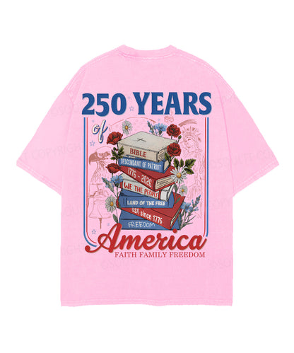 250 Years Of America Double Sided Unisex Christian Washed T-Shirt & Shorts
