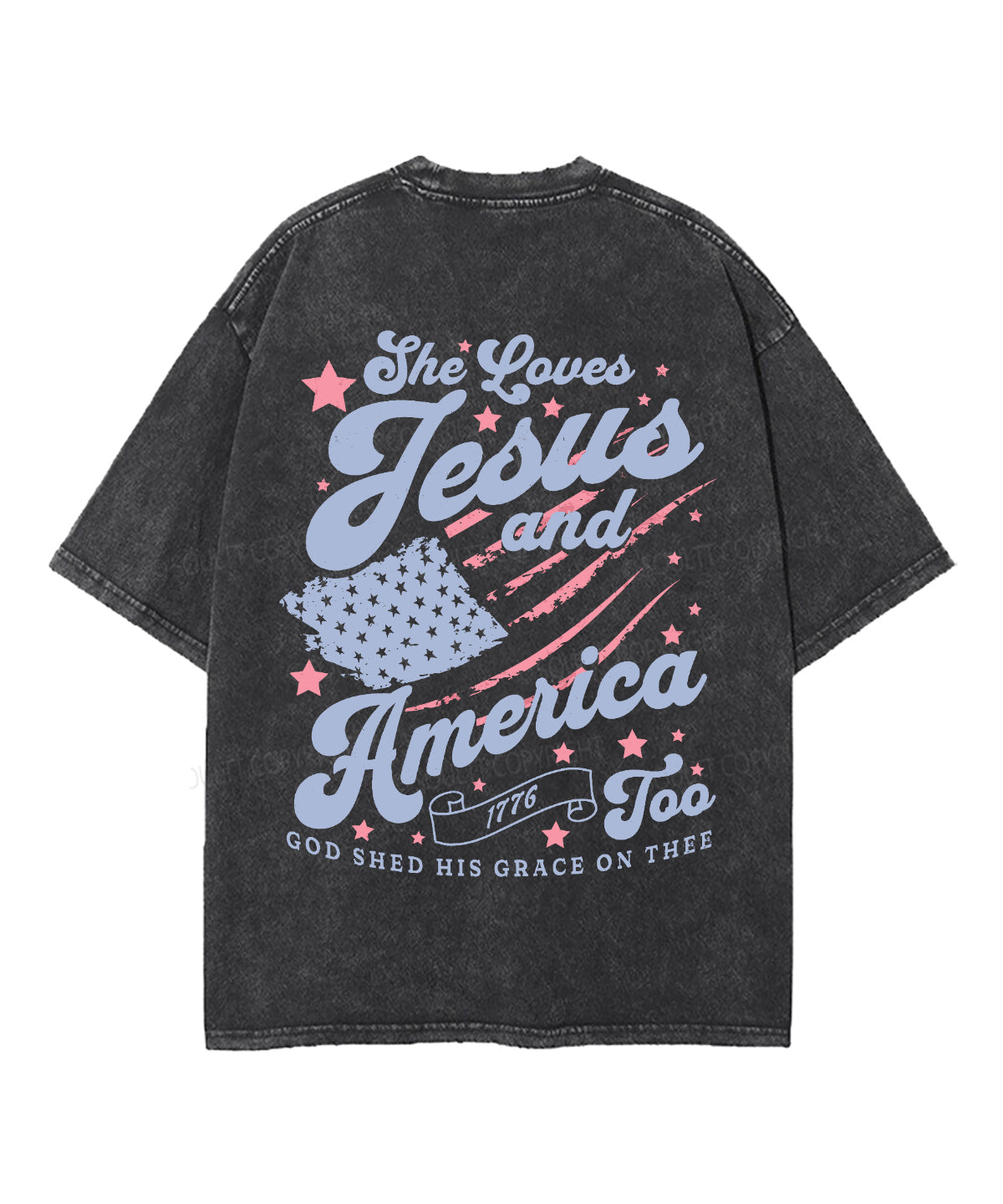 Love Jesus And America Too Double Sided Unisex Washed Christian T-shirt