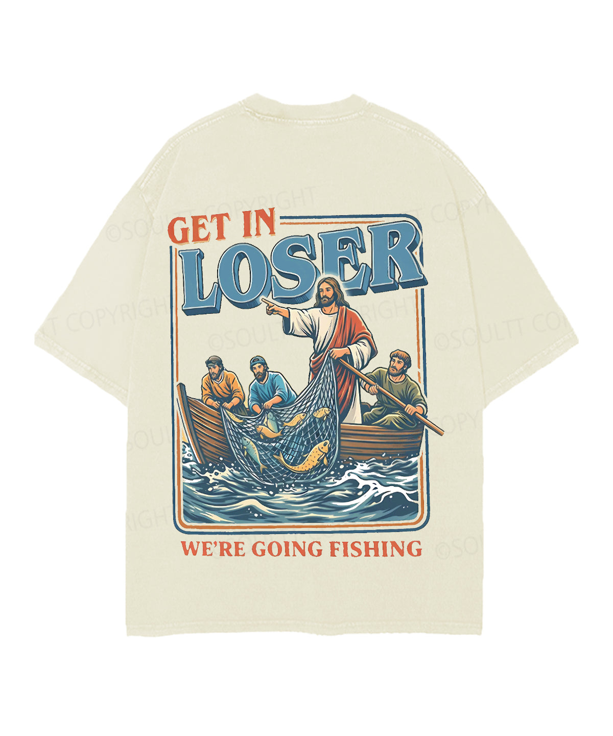 We're Going Fishing Double Sided Unisex Christian Washed T-Shirt & Shorts