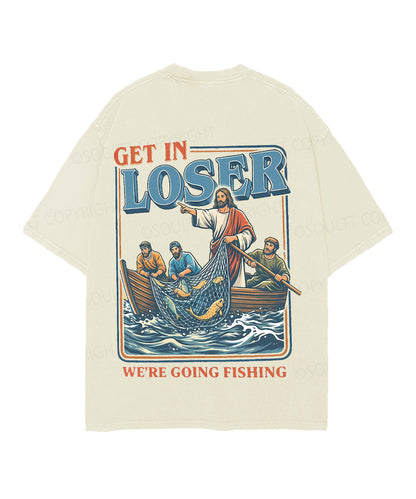 We're Going Fishing Double Sided Unisex Christian Washed T-Shirt & Shorts