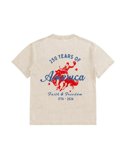 Kids 250 Years America Anniversary Double Sided Washed Christian T-shirt