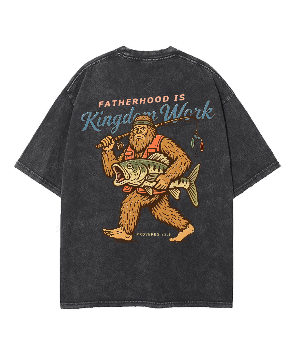 Fatherhood Is Kingdom Work Double Sided Unisex Washed Christian T-shirt