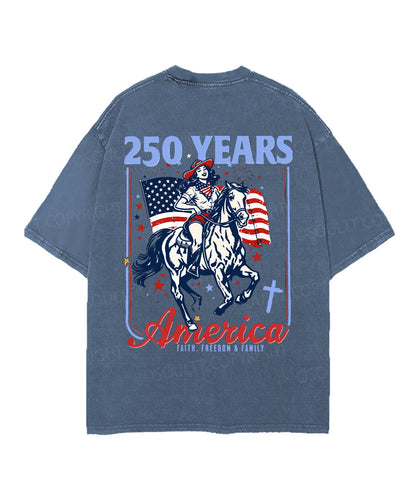 250 Years America Anniversary Double Sided Unisex Christian Washed T-Shirt & Shorts