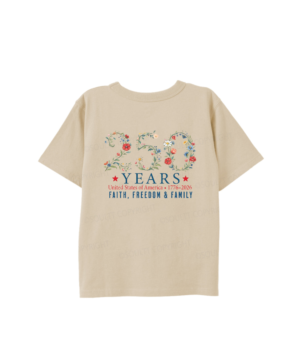 Kids 250 Years America Anniversary Double Sided Cotton Christian T-shirt