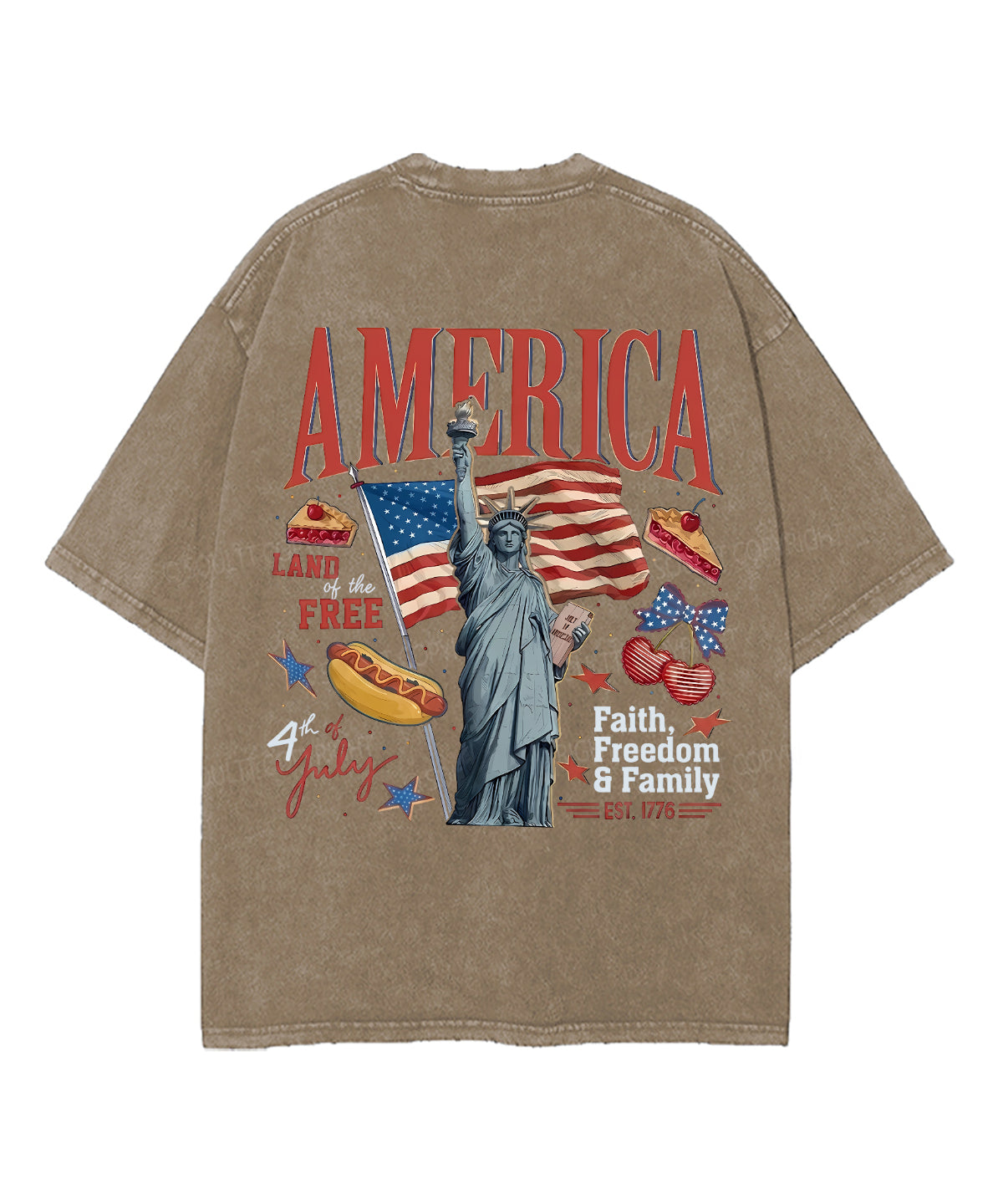 4th of July Double Sided Unisex Washed Christian T-shirt