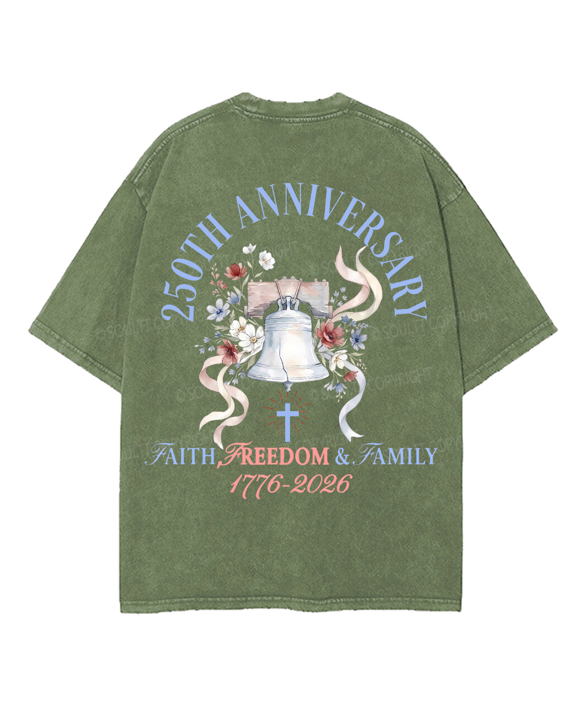 250 Years America Anniversary Double Sided Unisex Washed Christian T-shirt