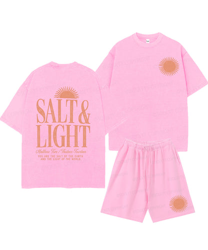 Salt & Light Double Sided Unisex Christian Washed T-Shirt & Shorts
