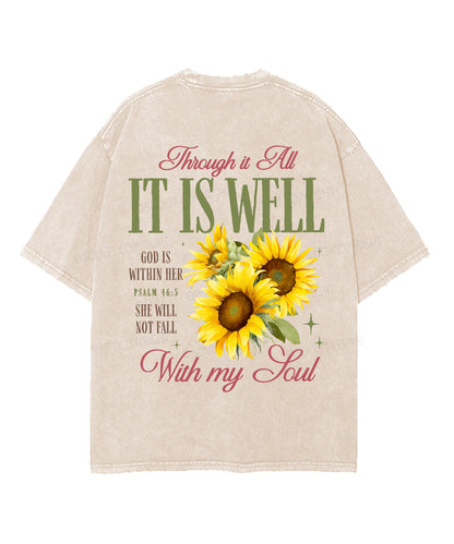 It Is Well With My Soul Double Sided Unisex Washed Christian T-shirt