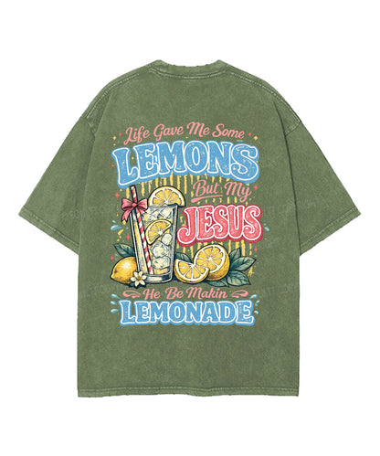 Life Gave Me Some Lemons Double Sided Unisex Washed Christian T-shirt