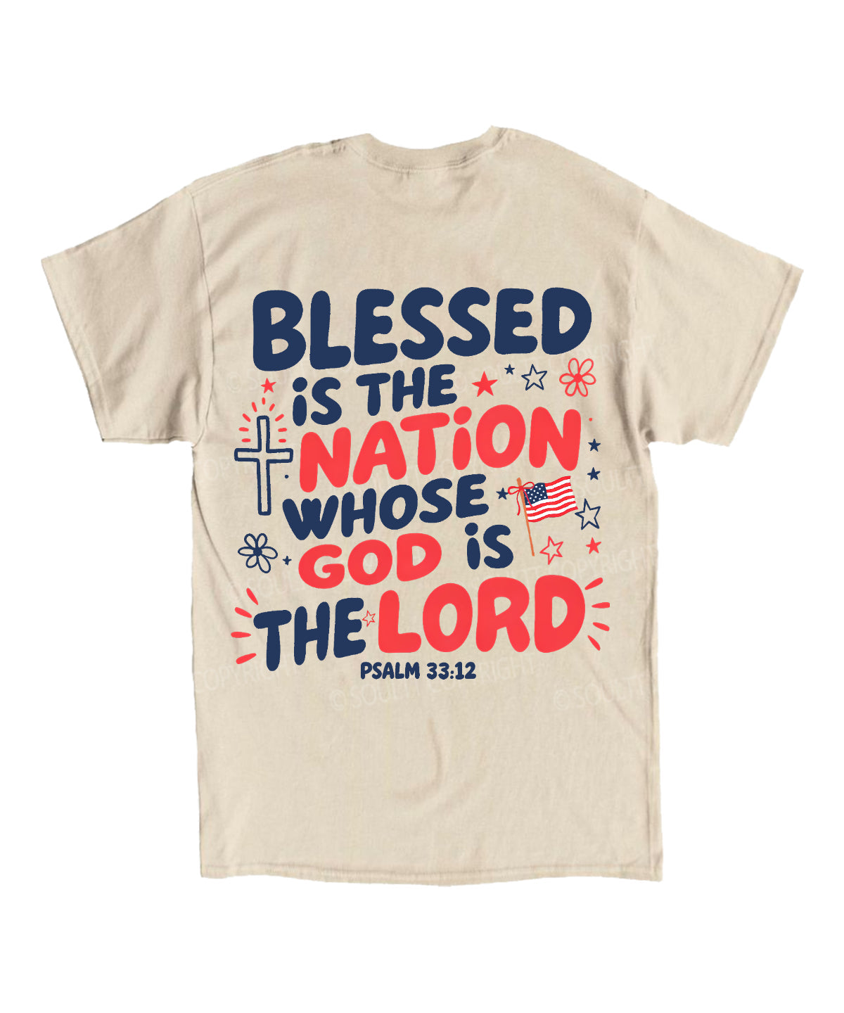 Blessed Is The Nation Whose God Is The Lord Double Sided Unisex Cotton Christian T-Shirt