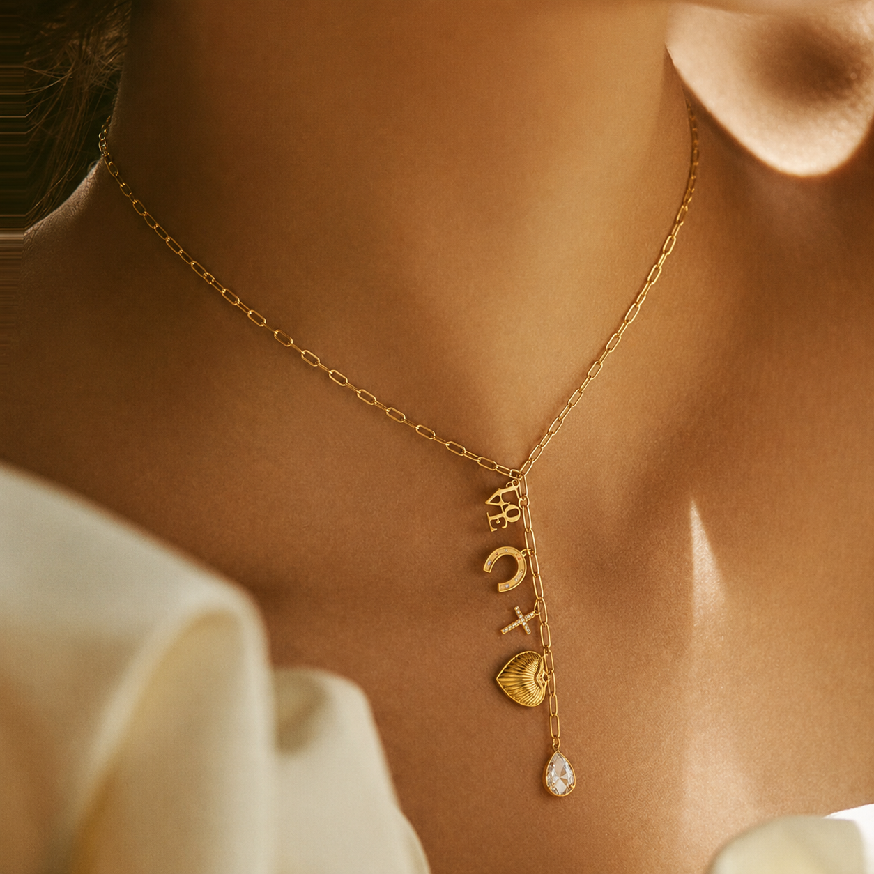 Multi-Charm 14KGold Y-Necklace