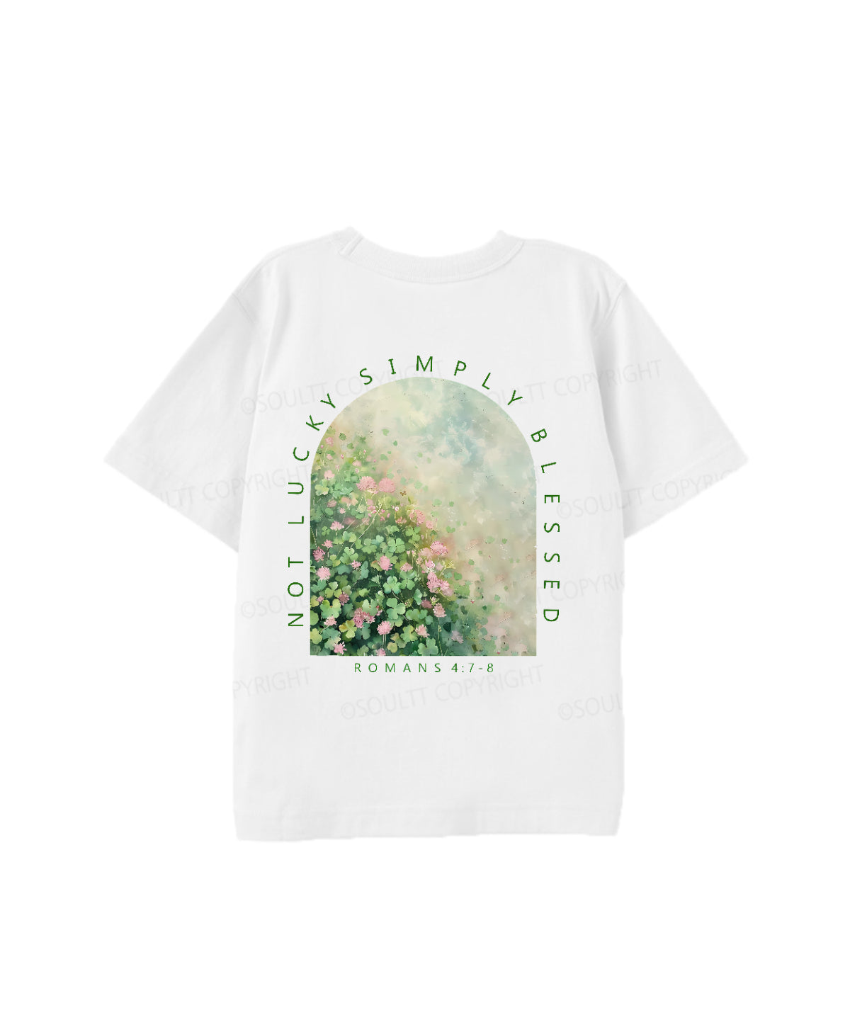 Kids No Lucky Simply Blessed St. Patrick's Day Double Sided Cotton Christian T-shirt