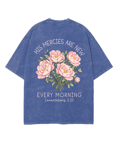 His Mercies Are New Every Morning Double Sided Unisex Washed Christian T-shirt