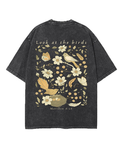 Look At The Birds Double Sided Unisex Washed Christian T-shirt