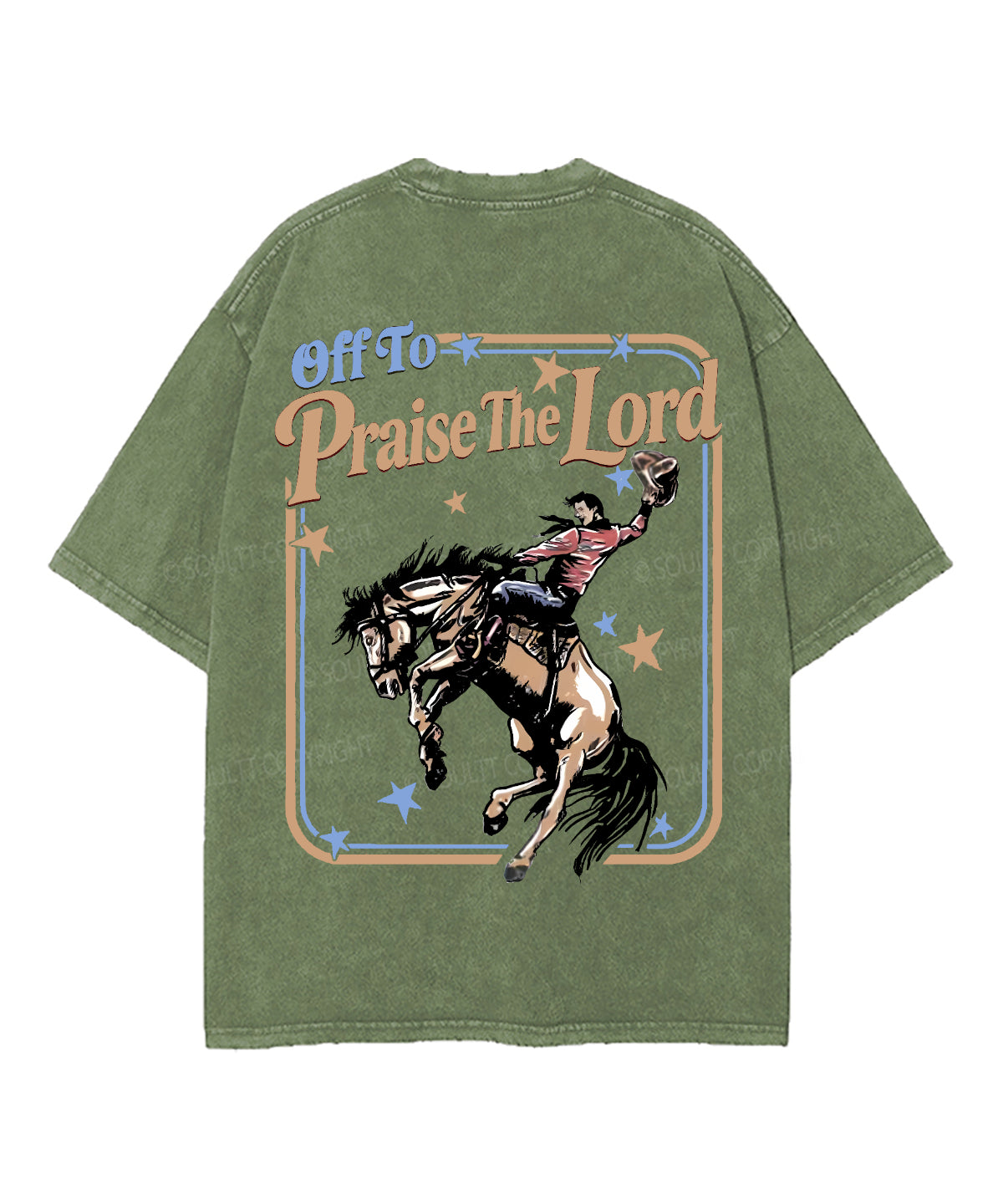 Off To Praise The Lord Double Sided Unisex Washed Christian T-shirt