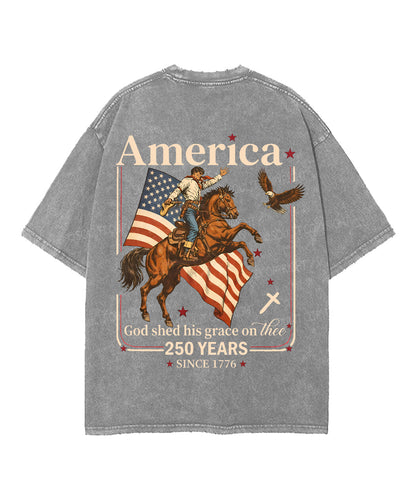 250 Years America Anniversary Double Sided Unisex Washed Christian T-shirt