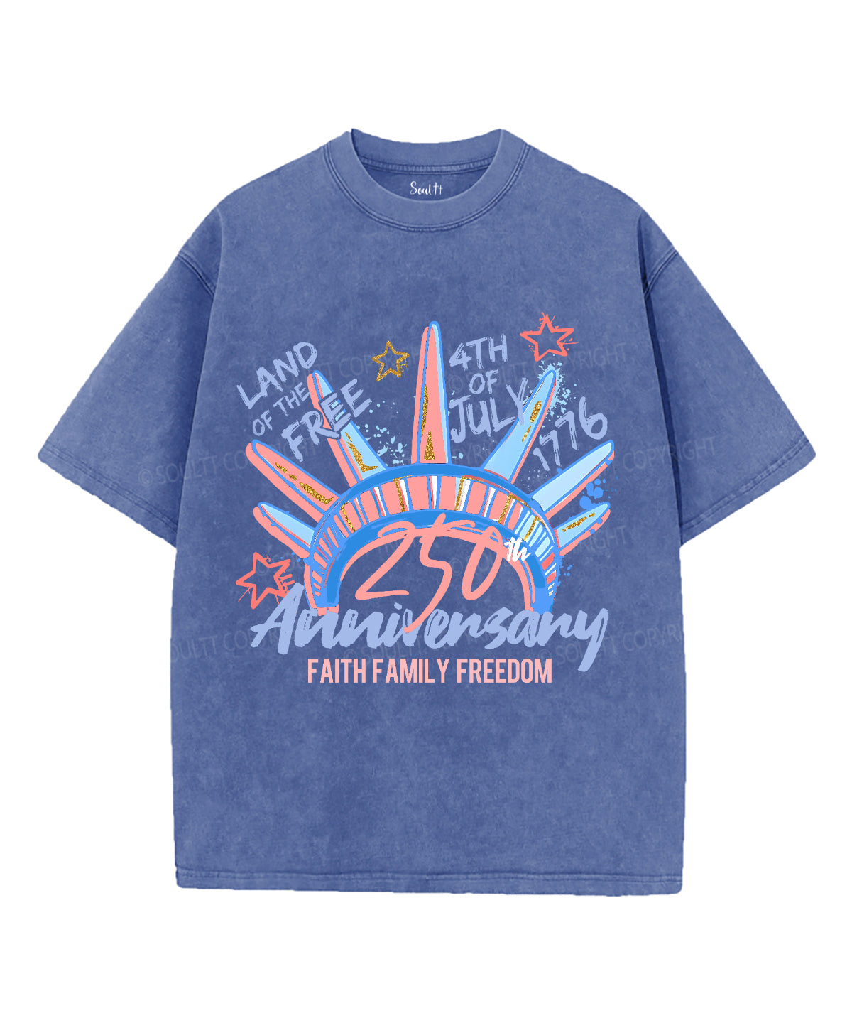 Faith Family Freedom Unisex Washed Christian T-shirt