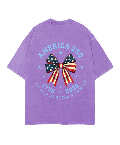 250 Years America Anniversary Double Sided Unisex Christian Washed T-Shirt & Shorts